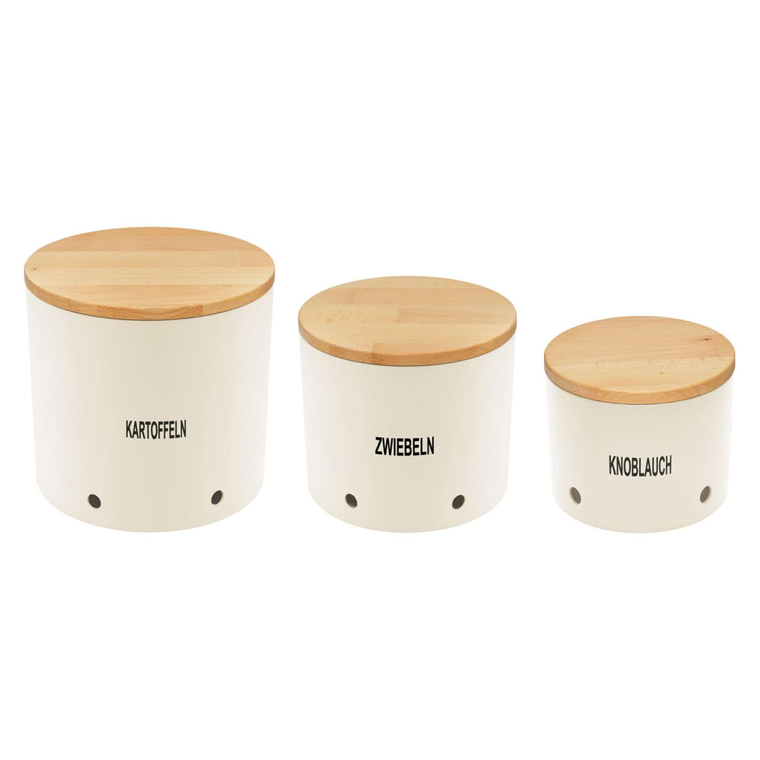 Magu Natur-Design Kartoffeltopf Zwiebeltopf Knoblauchtopf Beige aus einem Polymer aus natürlichen Ma