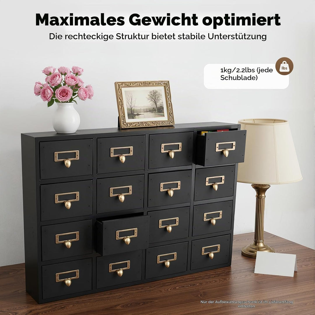 Klein Kommode mit 16 Schubladen, Mini Schubladenschrank Holz Schubladenbox Vintage Aufbewahrungsschr