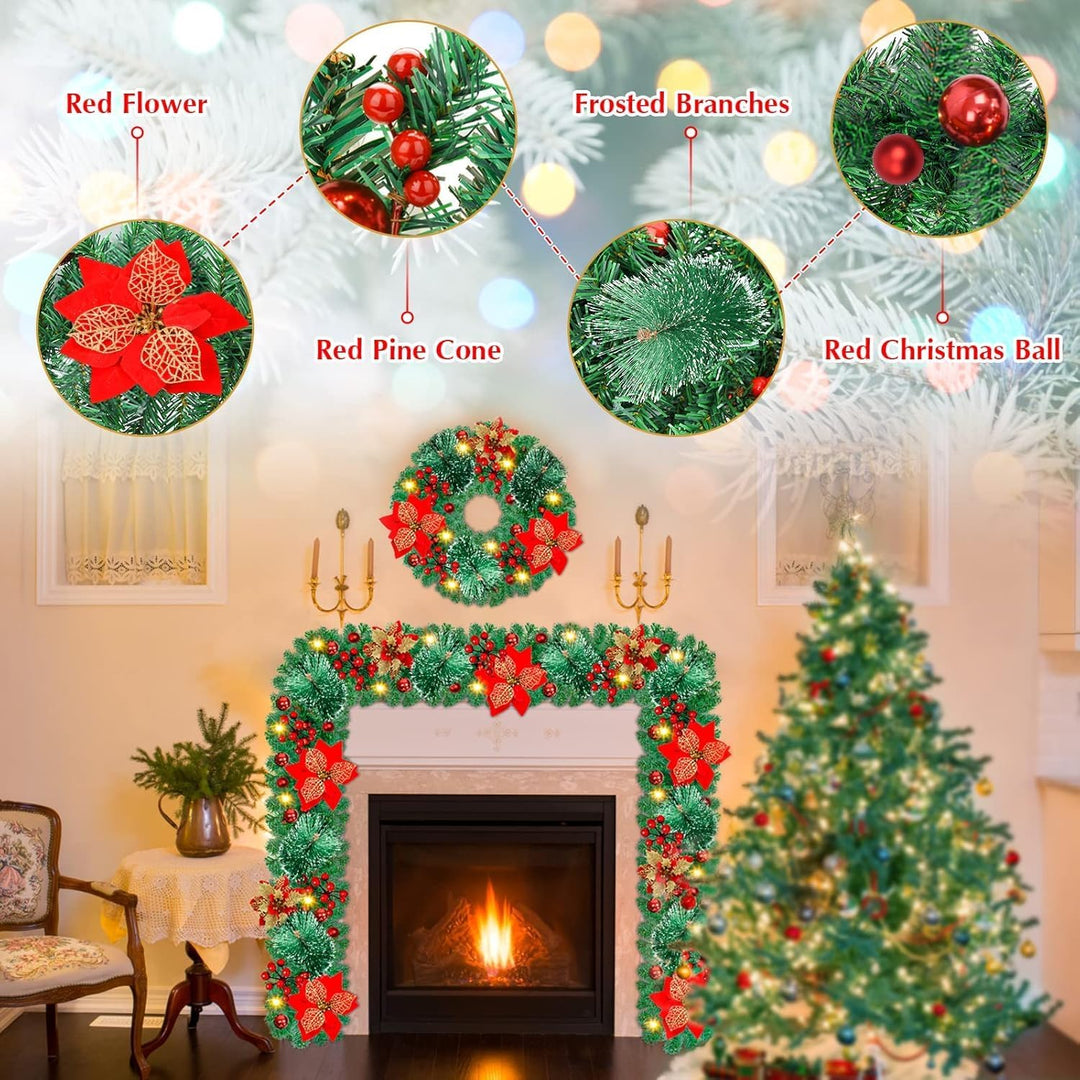SHAVINGFUN Weihnachtsgirlande,Weihnachtsgirlande mit Beleuchtung,2.7M/9Ft weihnachtsgirlande batteri