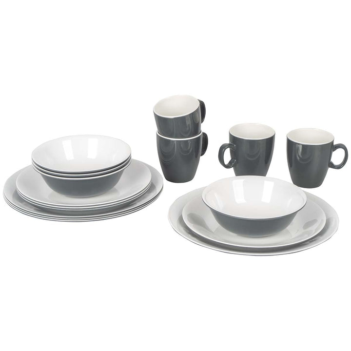 Bo-Camp - Geschirrset - 100% Melamin - 16-teilig - Grau