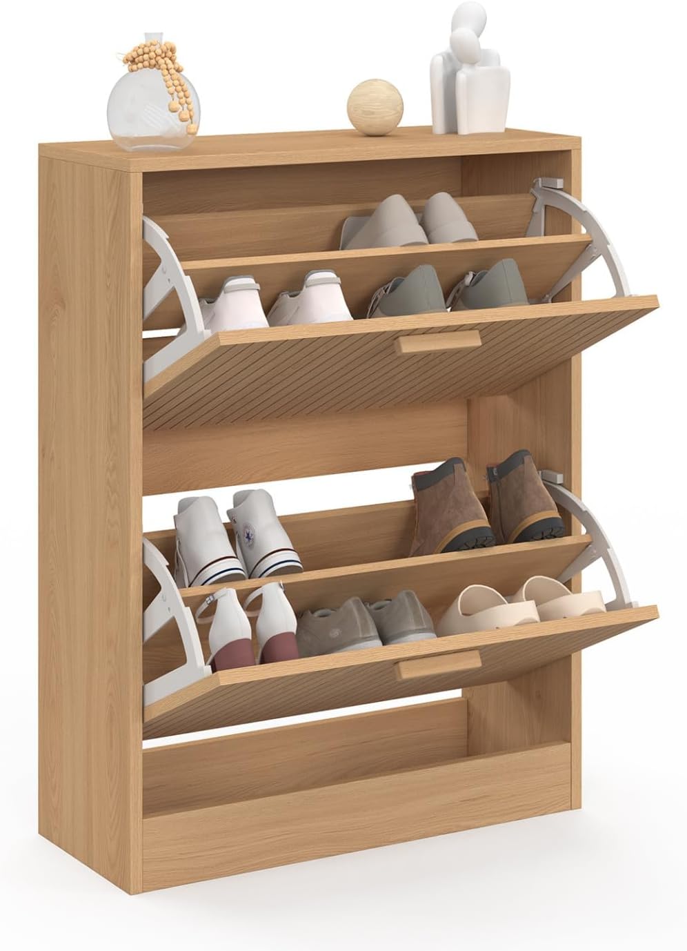IDMarket - Meuble à Chaussures 12 paires Juliette 2 Portes Effet Lattes