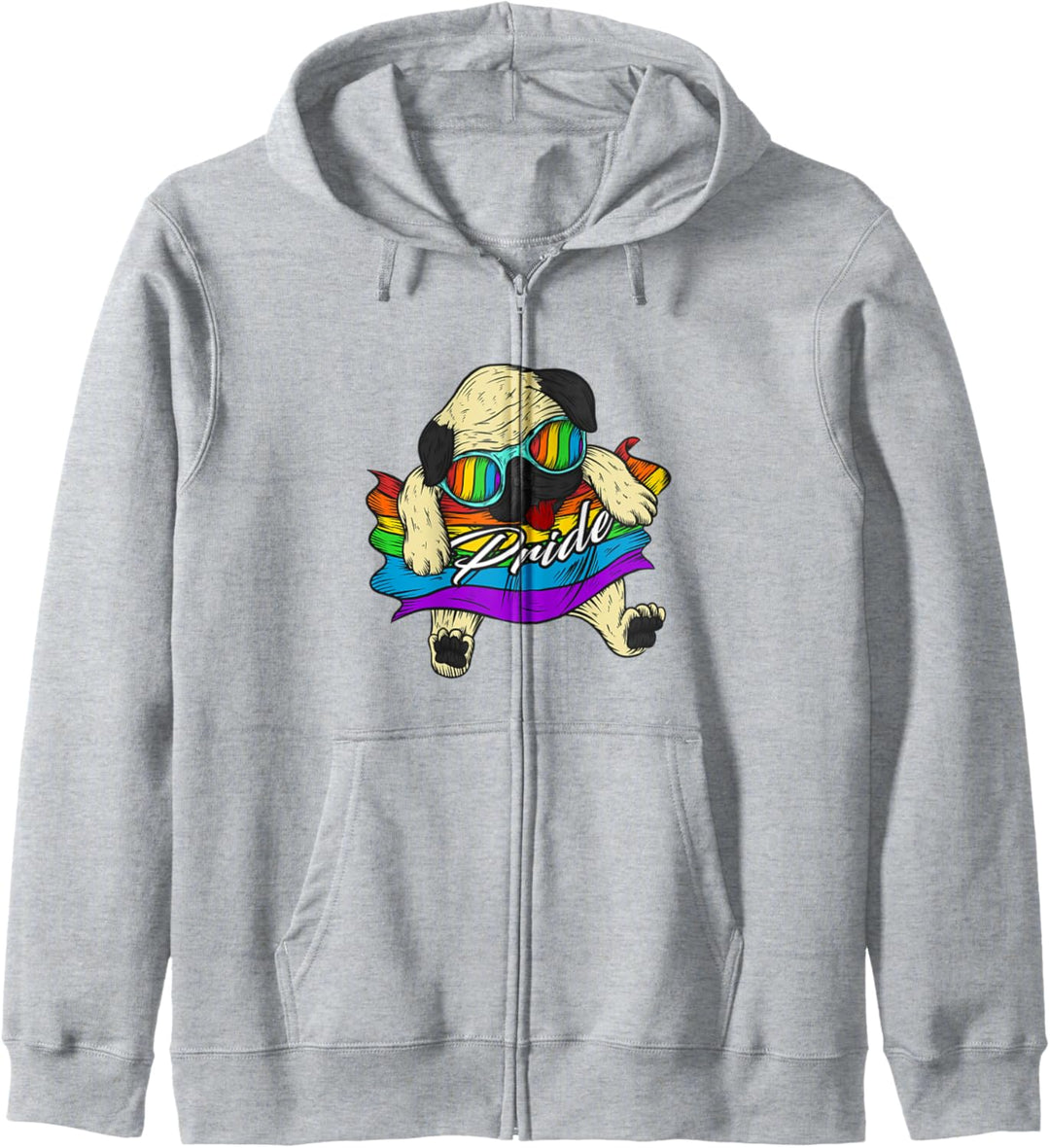 Hund Mops Regenbogenfahne Homosexuell Schwul Gay Pride Kapuzenjacke