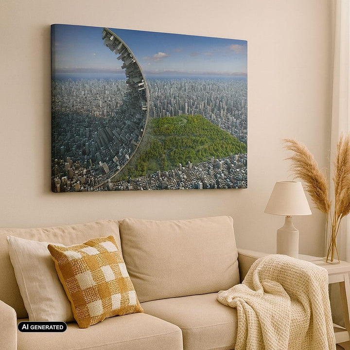 Bilder auf Leinwand 100x70cm Leinwandbild Baum Park Abstraktion Stadt Gross Wanddeko Bild Schlafzimm