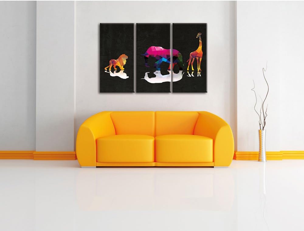 Pixxprint Tiere der Savanne als Leinwandbild/Grösse: 3 Teilig (120x80) cm/Wandbild/Kunstdruck/fertig