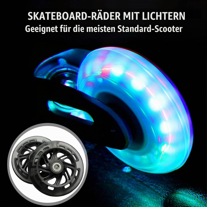 2 Stück Blinkende Ersatzräder 120mm 10 Stück Warnaufkleber Leise Langlebig für Roller und Elektrorol