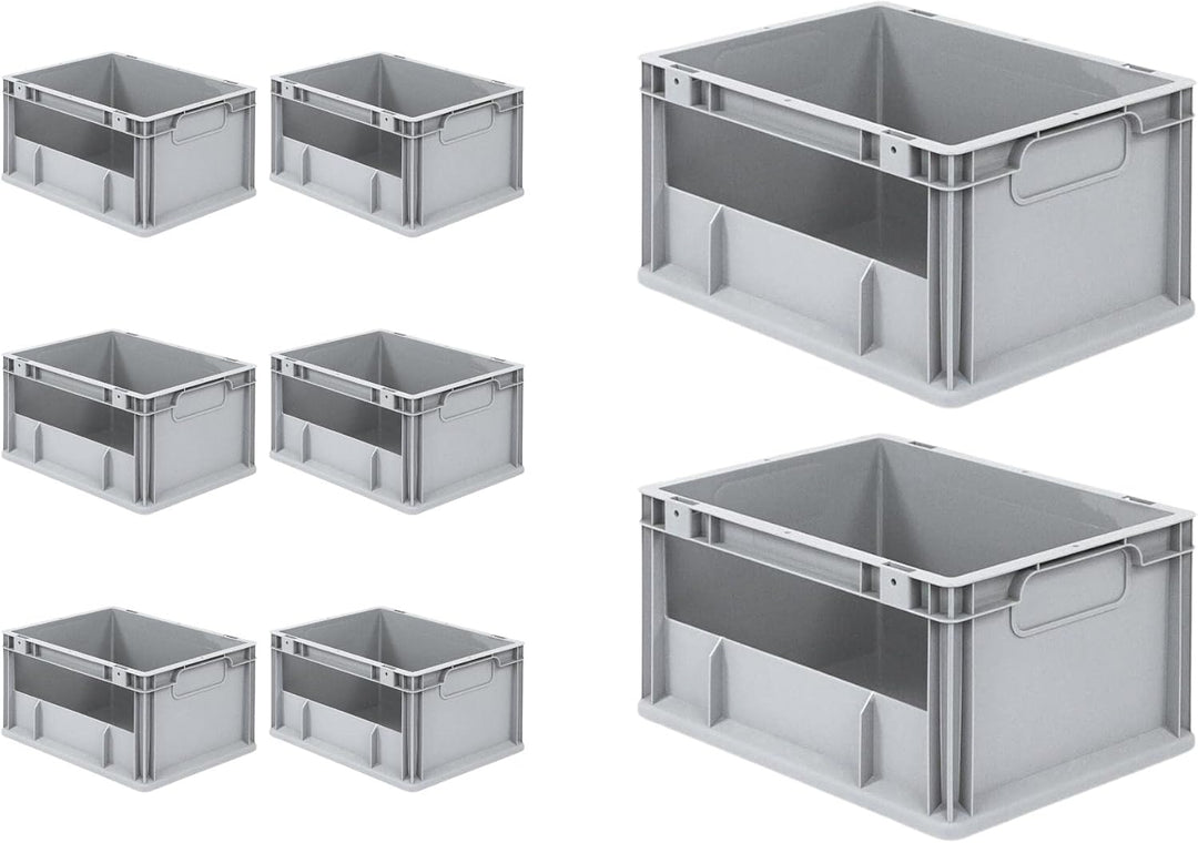 SuperSparSet 8x Eurobox NextGen Insight | HxBxT 22x30x40cm | 20 Liter | Seite offen | Eurobehälter,