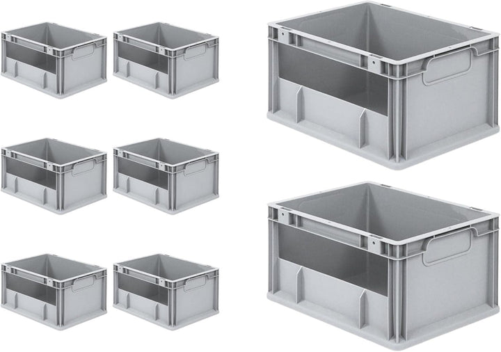 SuperSparSet 8x Eurobox NextGen Insight | HxBxT 22x30x40cm | 20 Liter | Seite offen | Eurobehälter,