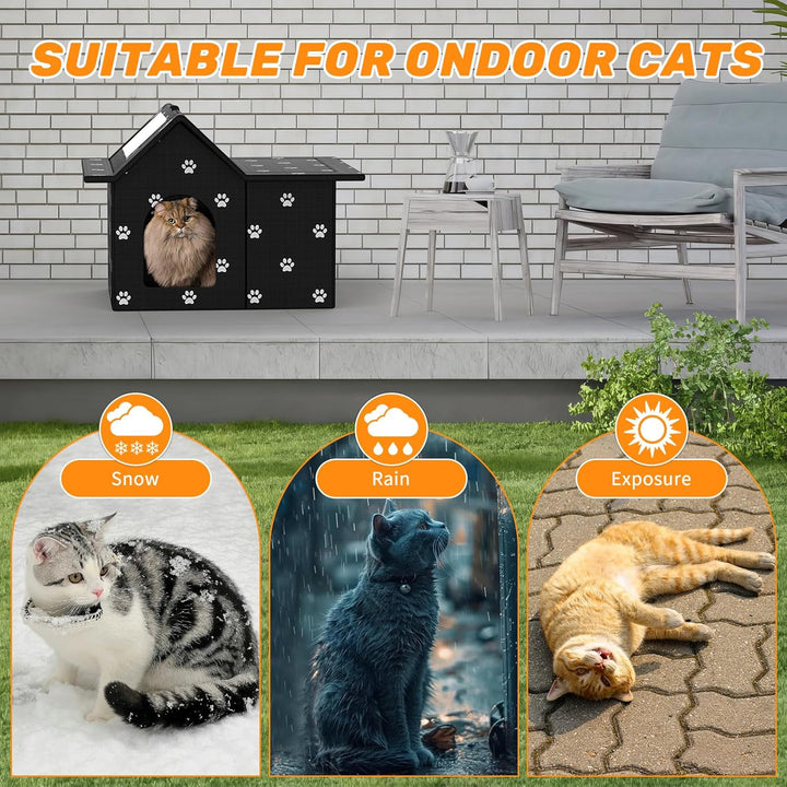 Katzenhaus Für Draussen Winterfest, Haus für verwilderte Katzen mit abnehmbaren Kissen, Winterschutz