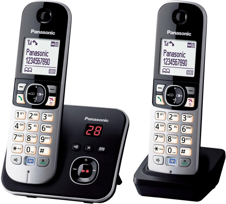 Panasonic KX-TG6822GB DECT Schnurlostelefon mit Anrufbeantworter (strahlungsarm, Eco-Modus, GAP Tele