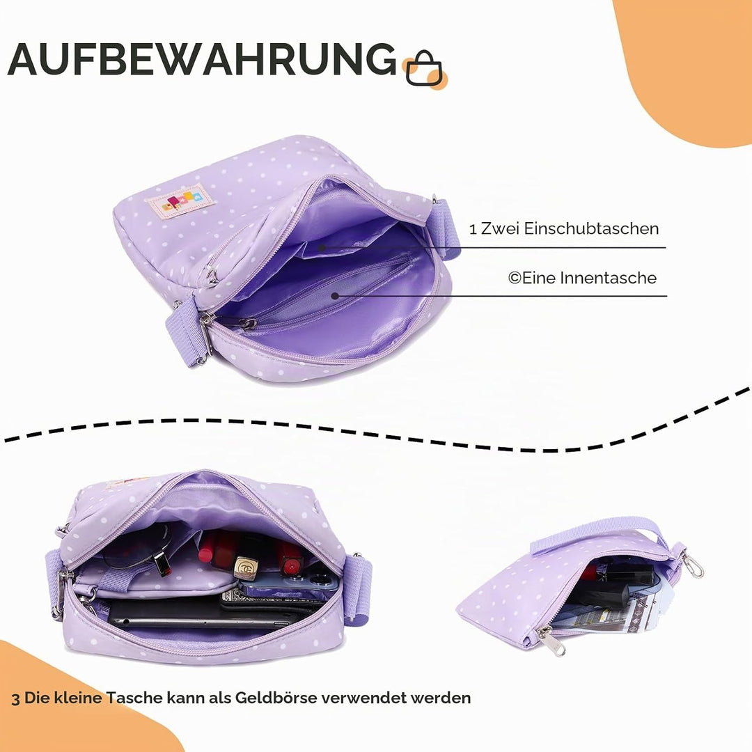 Casual Canvas Schultertasche +Geldbeutel/Mäppchen für Mädchen Jungen &amp; Kinder Jugendliche (Rose rot)