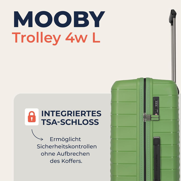 Travelite Koffer gross, MOOBY L, Kratzfeste Hartschale, mit recyceltem Material, 77 cm, 106 l, 3,7 k