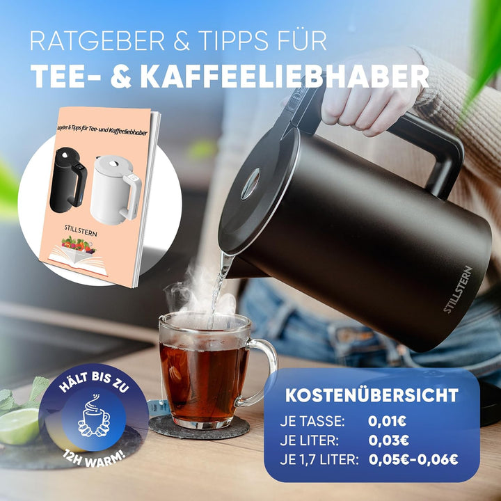 Stillstern Wasserkocher mit Temperatureinstellung [1,7L | 40-55-70-85-100°C], 12 Std. Warmhalten, Pr