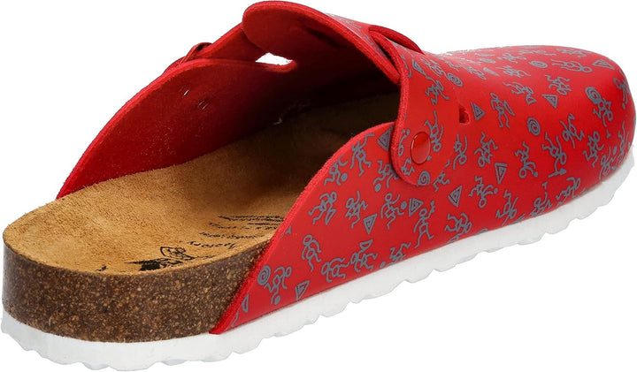 Lico Unisex Bioline Clog PrintPantoletten 36 EU Rot Grau, 36 EU Rot Grau