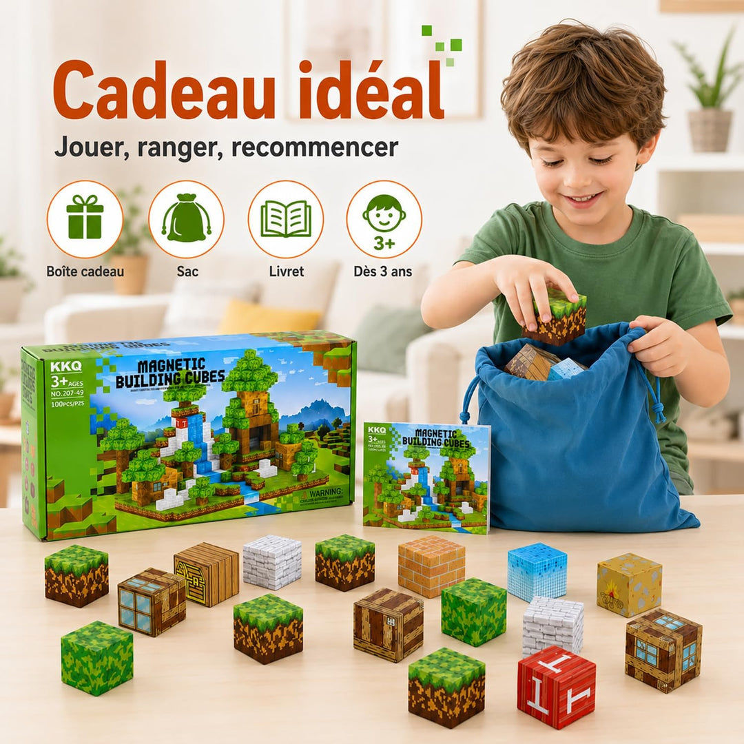 Magnetische Bausteine [100PCS 2.5cm] Bauen Mine Magnete Welt Set für Kinder Montessori Kreative Spie