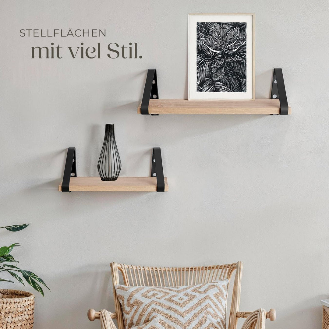 tectake® Industrial Wandregal Holz, 3X Regal Wand Set, Schweberegal, Regale 30/35/40 cm, Hängeregal,