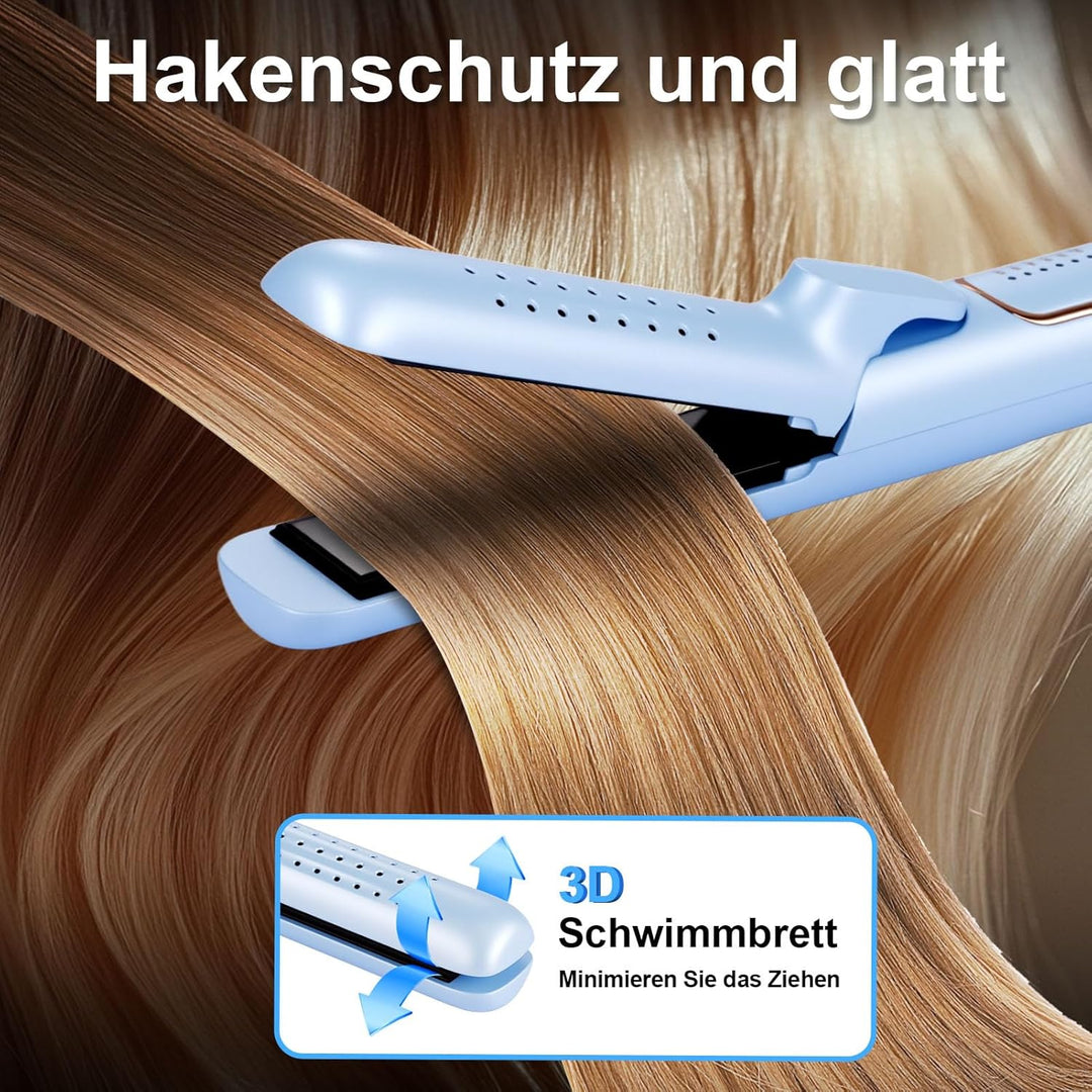 2-in-1 Haarglätter und Lockenstab mit Kaltluft, 5 Temperaturstufen (140-220°C), Blow-Funktion für Sc