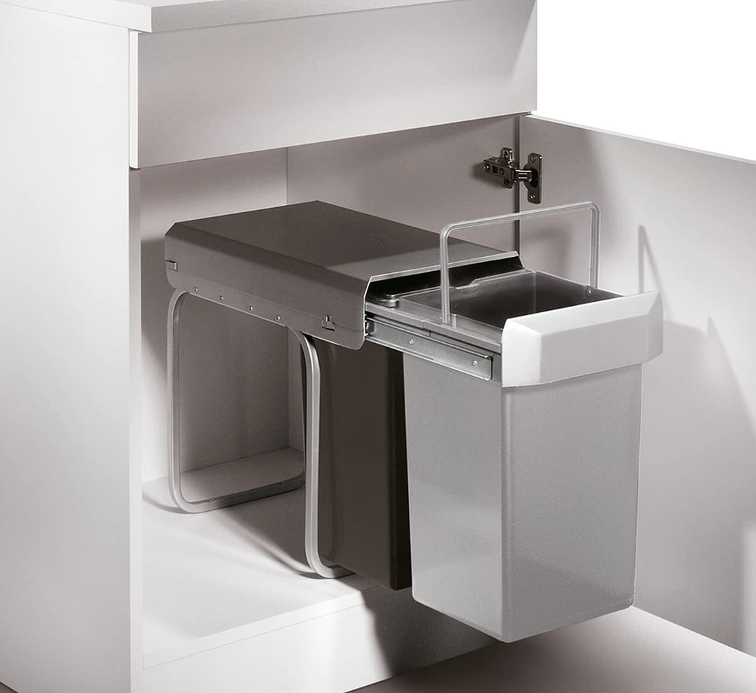 Wesco 12871 Double-Boy Einbaueimer 2 x 15 Liter Anthrazit-grau