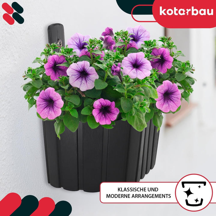 KOTARBAU® 6er Set Blumenkasten Balkon - Wandampel - Blumentopf - 20x14cm H: 13cm Anthrazit - Wandamp