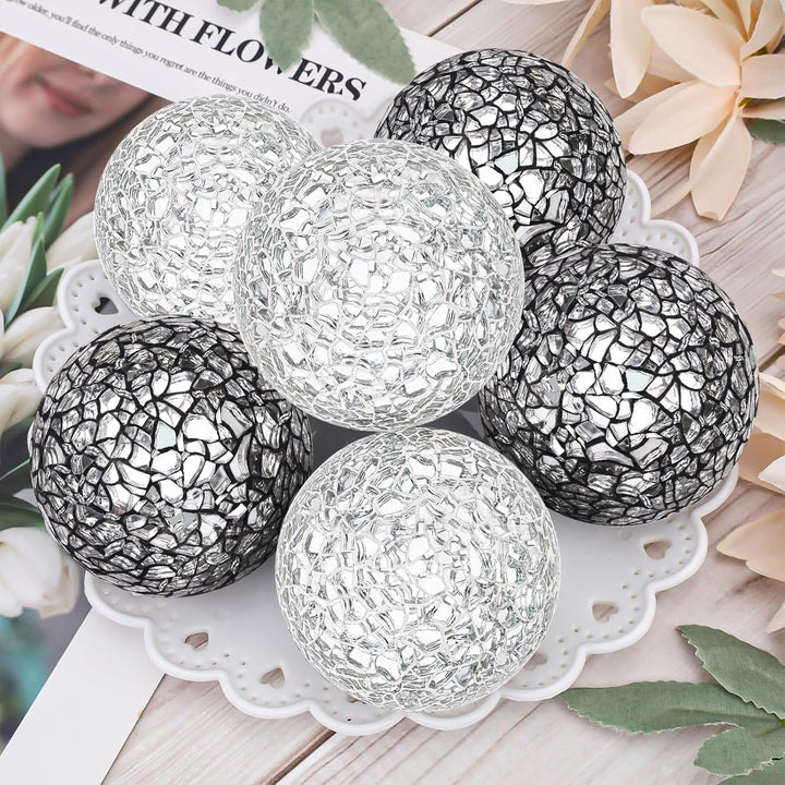 6 Stücke Mosaikkugeln Glas Solide 6cm Knistern Kugeln Spiegelglaskugel Satz Schalen Vasen Esstisch Z