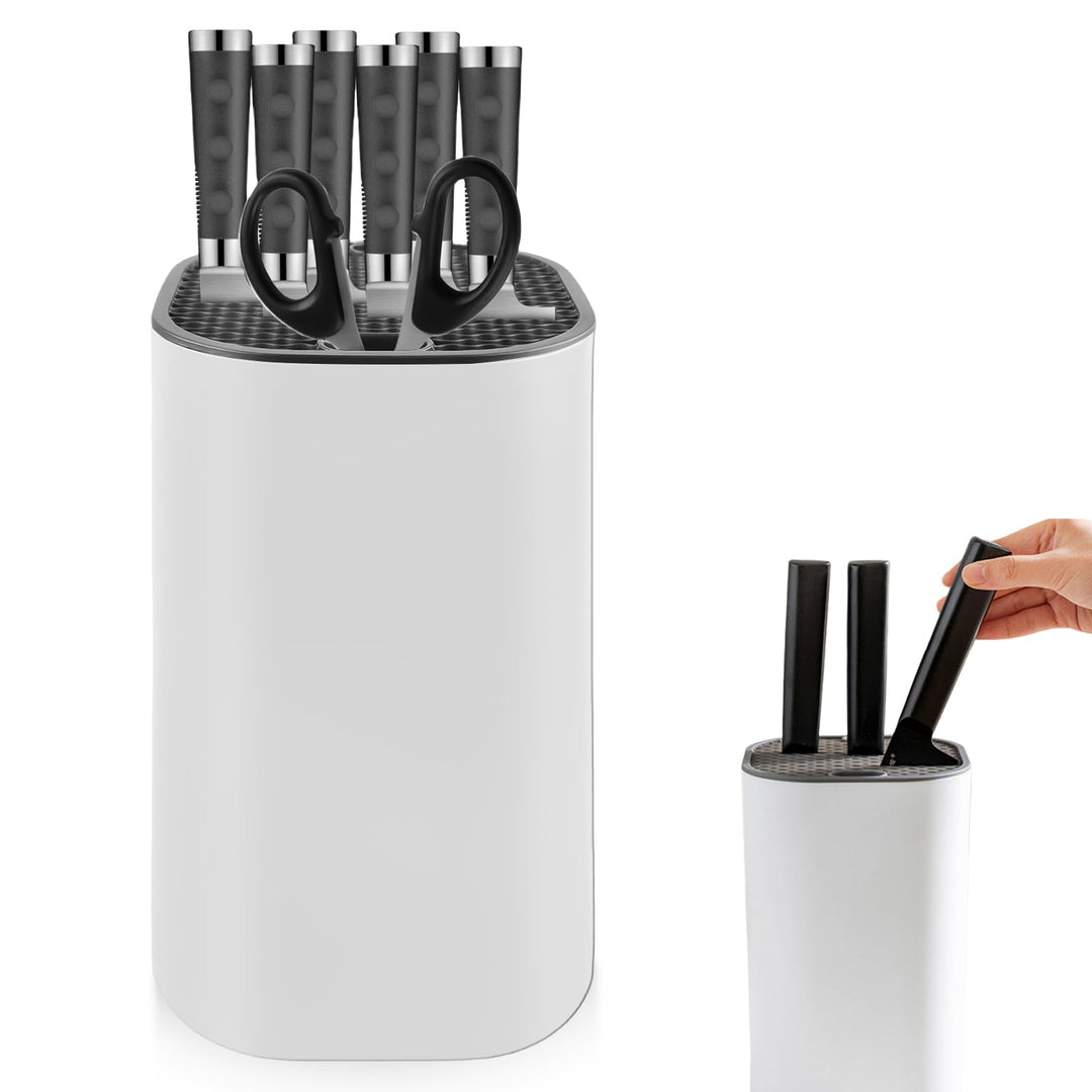 Messerblock ohne Messer Universal - Weisser Messerhalter | Küchenmesser Organizer für Alle Messertyp