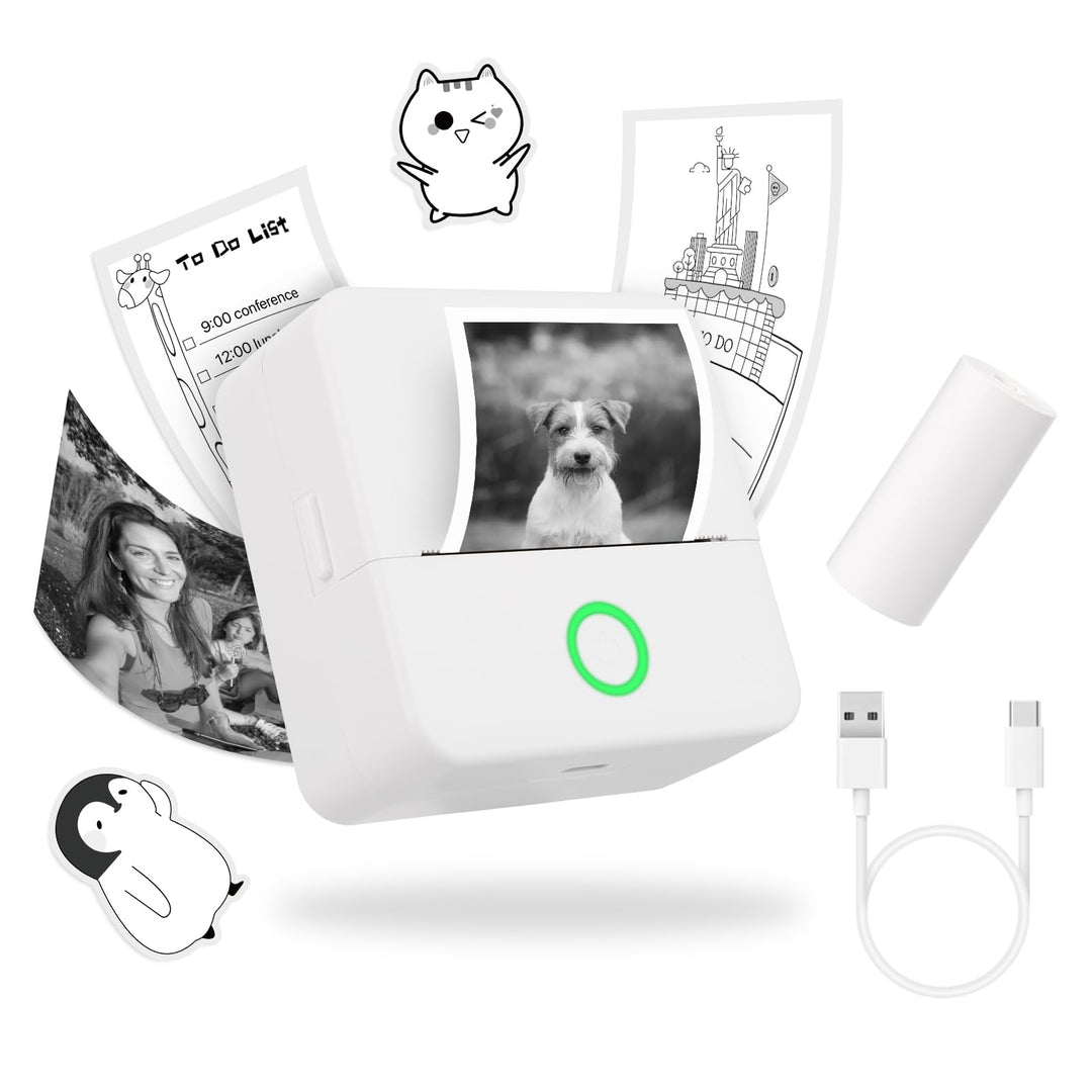 Mini Drucker tragbarer Mini Printer, Mini Fotodrucker Wireless Taschendrucker Thermodrucker Smartpho