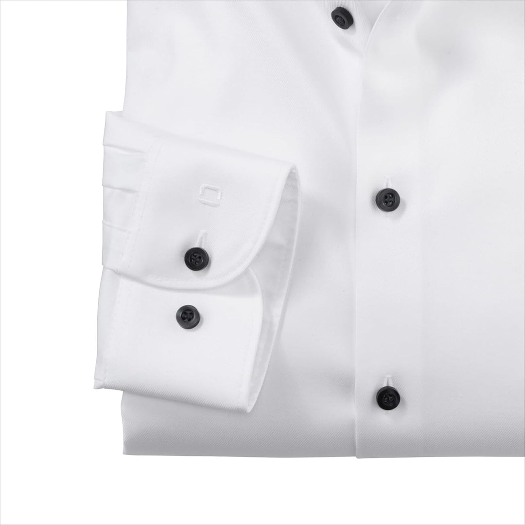 OLYMP Herren Oberhemd Langarm Level.Five.Body.fit,Twill,Body fit,Modern Kent 37 Weiss 00, 37 Weiss 0