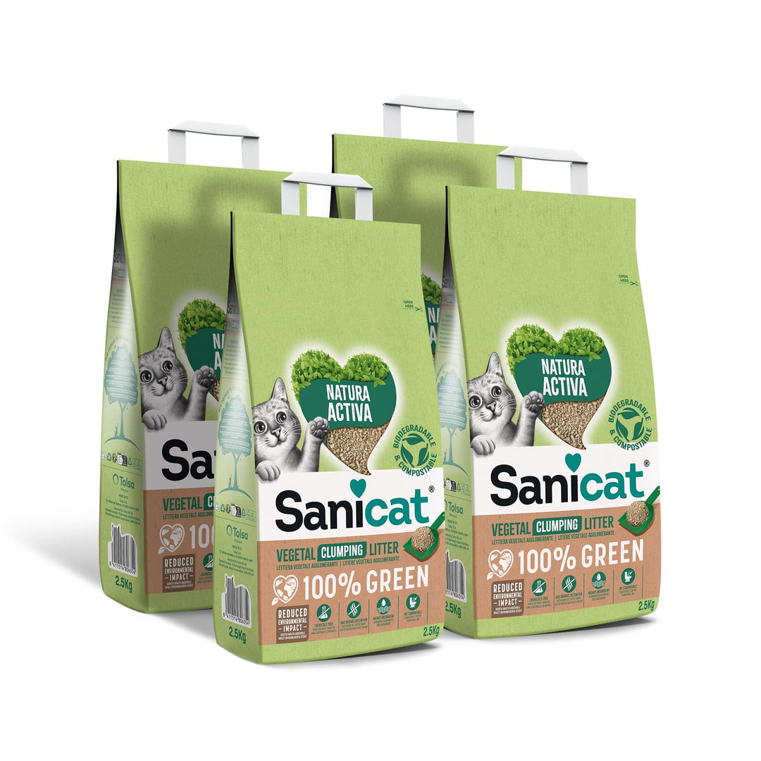 Sanicat – Pflanzliche Klumpstreu Natura Activa 100 % Green | Hohe Absorption und natürliche Klumpenb