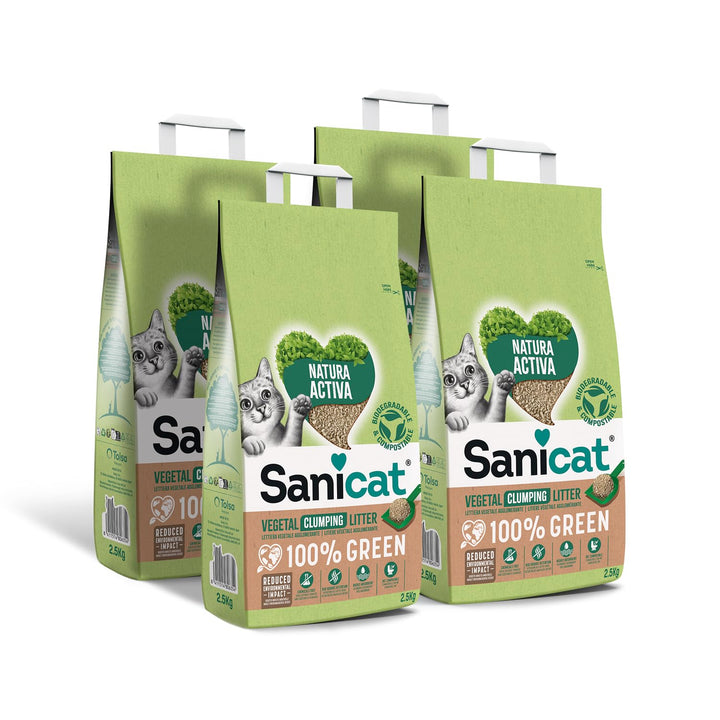 Sanicat – Pflanzliche Klumpstreu Natura Activa 100 % Green | Hohe Absorption und natürliche Klumpenb