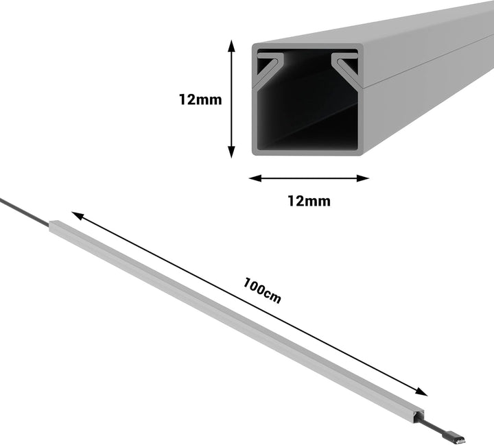 Kabelkanal Selbstklebend Pro mit Schaumklebeband, Kabelschacht 20m 12x12mm - 20x1m, Gray - Grau 20m