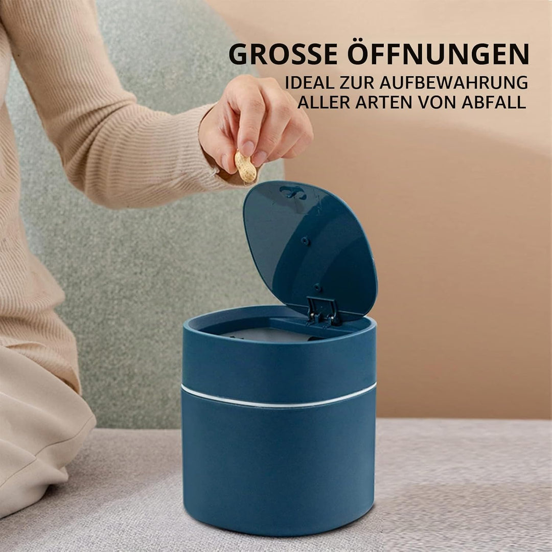 MAJOYLIFE Tischmülleimer mit Deckel,2 Liter,Mini Mülleimer für Schreibtisch,Frisiertisch,Nachttisch