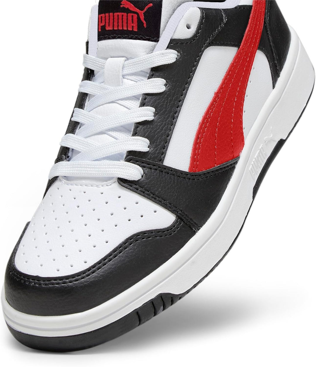 PUMA Unisex Kinder Rebound V6 Lo Jr Sneaker, Puma White For All Time Red Puma Black