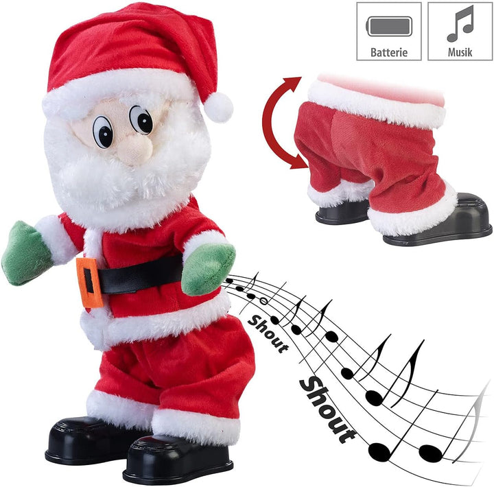 infactory Weihnachtsmann twerkt: Singender und twerkender Weihnachtsmann, 30 cm (Tanzender Weihnacht