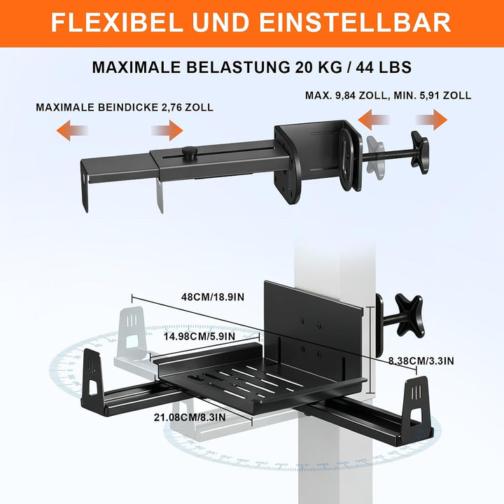 PC Halterung Unter Schreibtisch Klemmbar - Computer Halterung | Höhenverstellbar ohne Bohren - CPU H