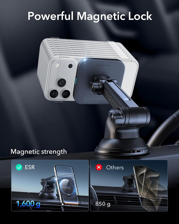 ESR für 15W Magsafe Autohalterung mit Ladefunktion, Armaturenbrett Magnet Kabelloses Ladegerät, Hand