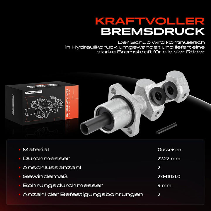 Frankberg Hauptbremszylinder Bremszylinder Kompatibel mit Jumpy U6U 1.6L-2.0L 1995-2006 Scudo Kasten