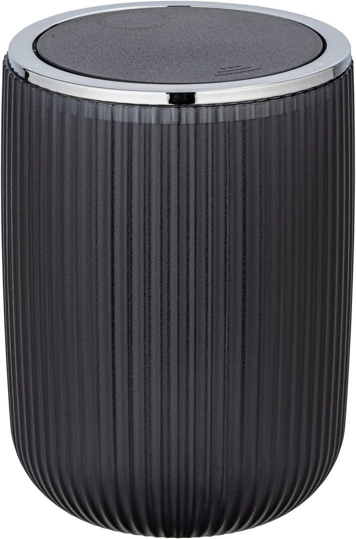 WENKO Schwingdeckeleimer Mod. Agropoli S Grau, 2 Liter, Badezimmer-Mülleimer mit Deckel, Abfalleimer