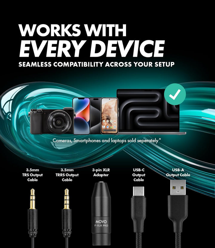 Movo X1 Supernierenmikrofon – 3,5 mm/XLR/USB-C-Kameramikrofon für DSLR, Smartphones und Computer – p