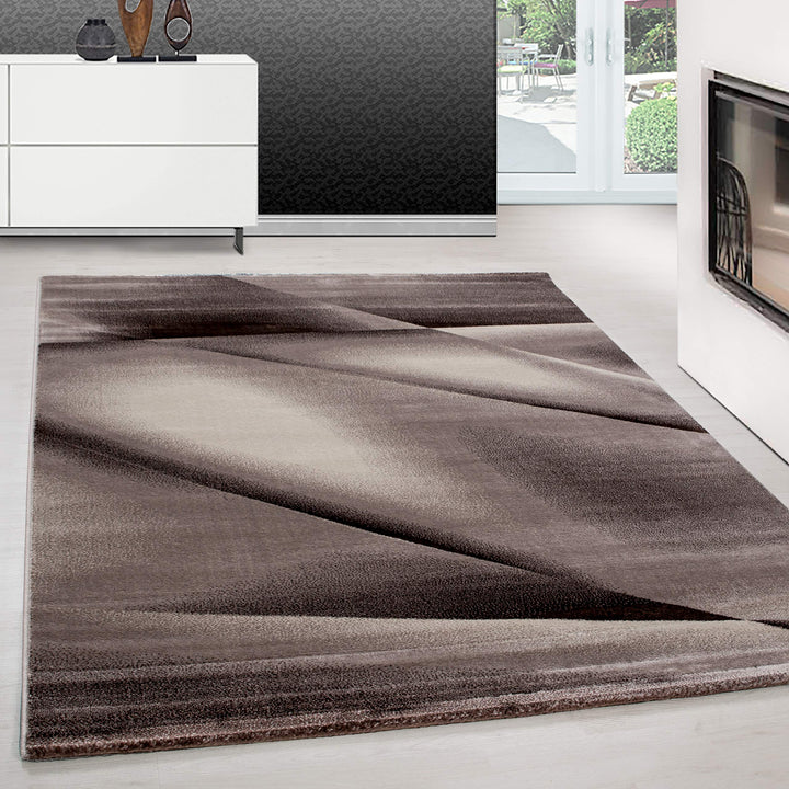 Teppium Moderner Kurzflor Teppich Läufer Flur 80 x 150 cm Braun - Flauschiger Teppich Waschbar, Abst