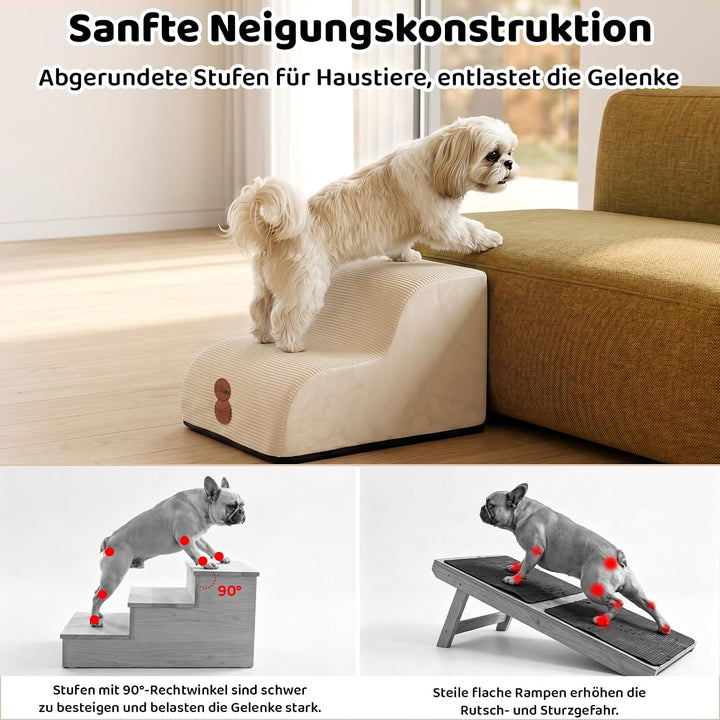 Hundetreppe für Kleine Hunde &amp; Katzen, Haustiertreppe für Sofa,30CM,2Stufen | 33D hochdichter Schaum