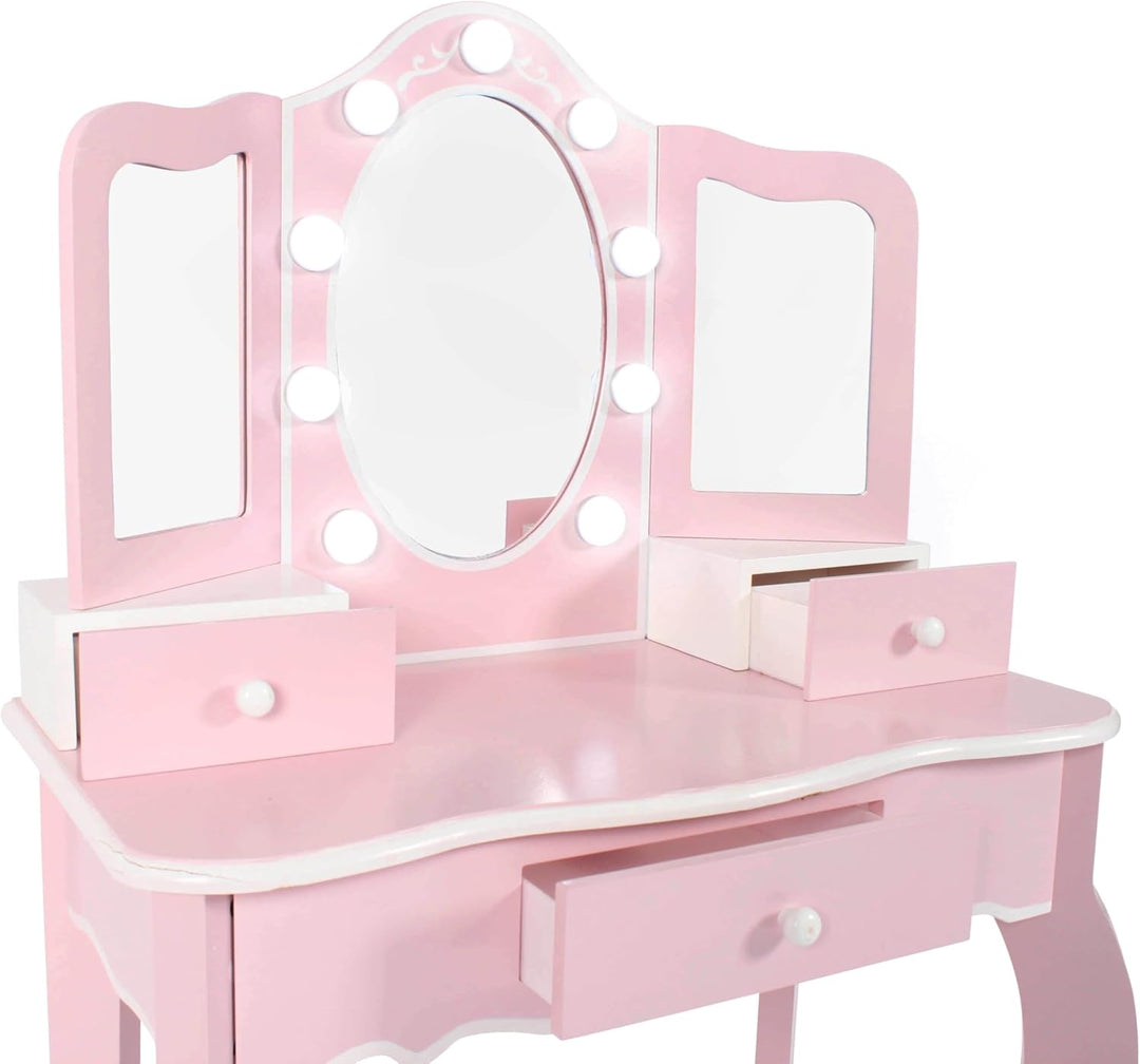Bayer Chic 2000® Schminktisch Kinder mit LED Beleuchtung & Hocker – Bruchsichere Spiegel & Ausreiche