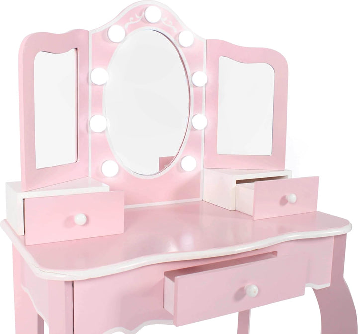 Bayer Chic 2000® Schminktisch Kinder mit LED Beleuchtung & Hocker – Bruchsichere Spiegel & Ausreiche