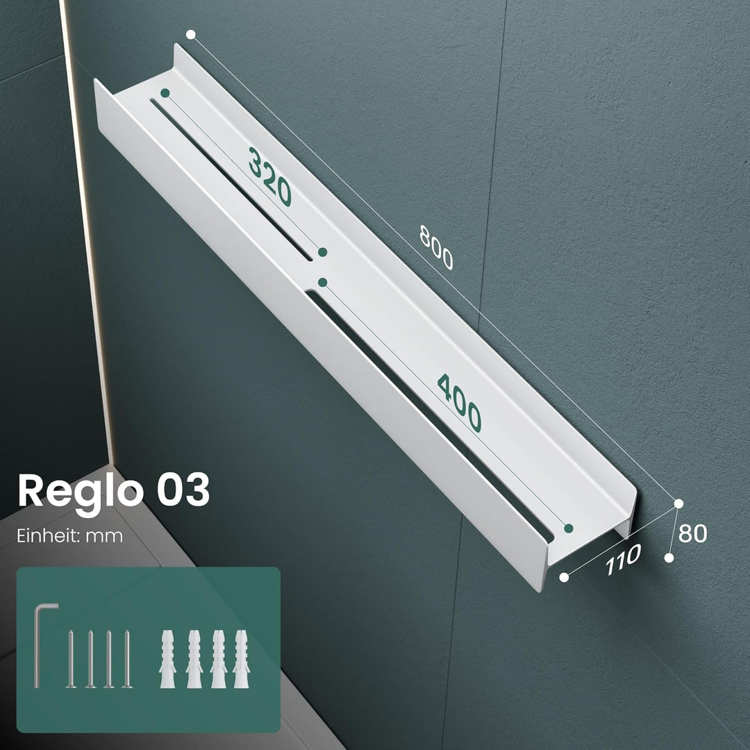 Mai & Mai Duschablage zum Bohren oder Kleben Duschregal Badablage 80cm Badezimmerablage zur Wandmont