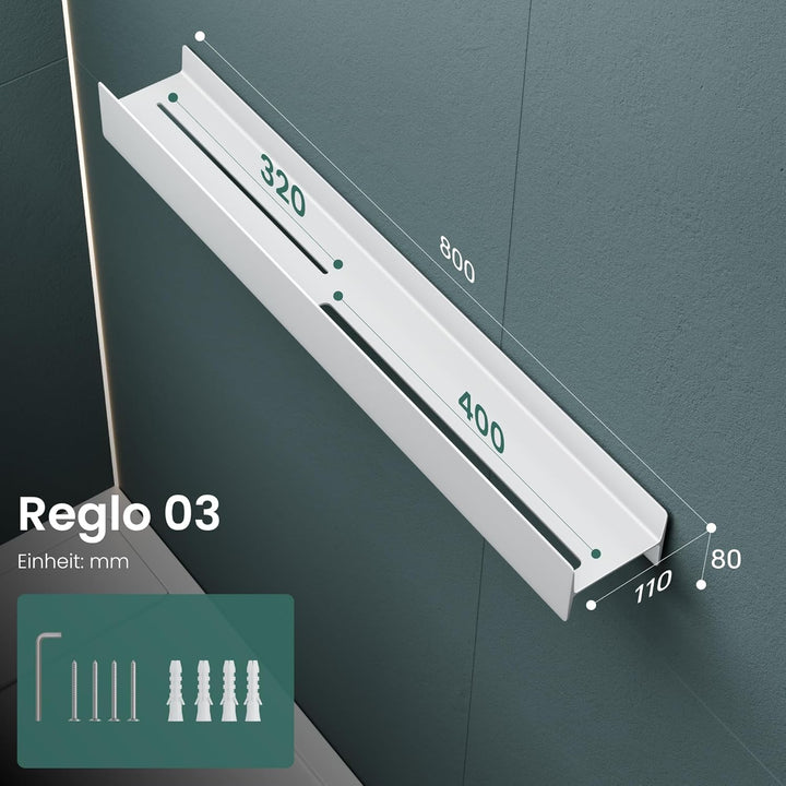 Mai & Mai Duschablage zum Bohren oder Kleben Duschregal Badablage 80cm Badezimmerablage zur Wandmont