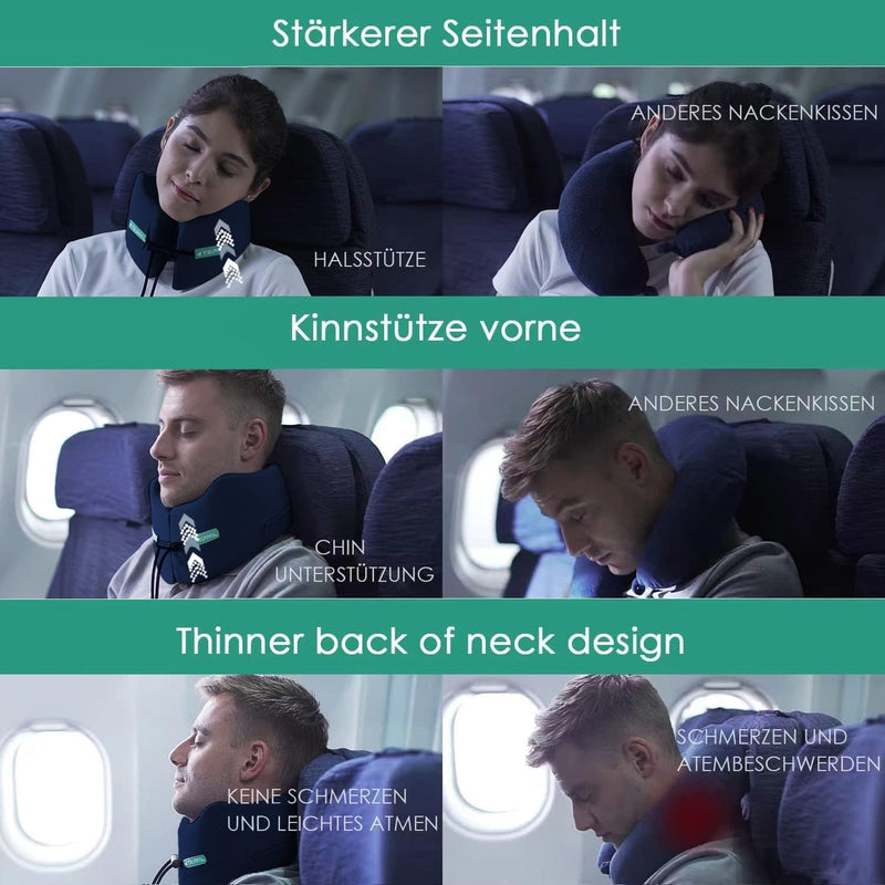 Joscoal Nackenkissen Reisen Flugzeug Reisekissen Bietet Doppelte Unterstützung Memory Foam für Auto-