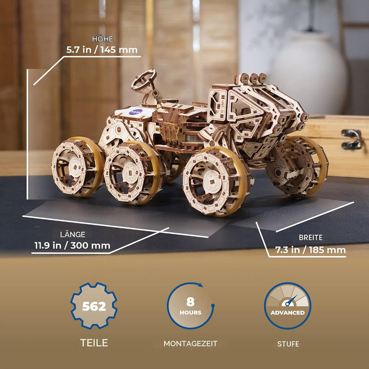 UGEARS Bemannter Mars Rover - Modellbausatz Erwachsene - 3D Holzpuzzle Mars Rover - Modellbau Holzba