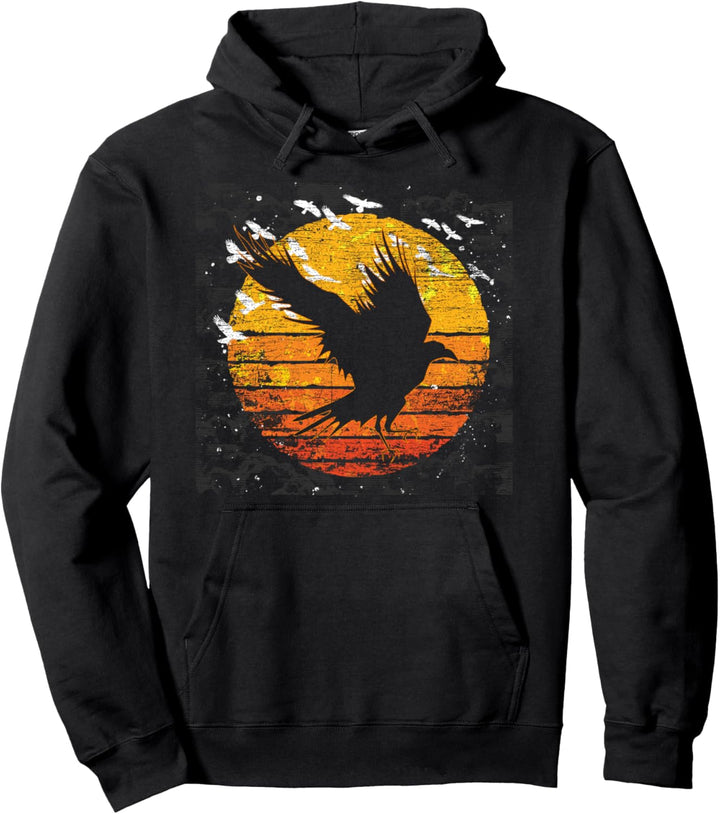 Retro Rabe Krähe Pullover Hoodie