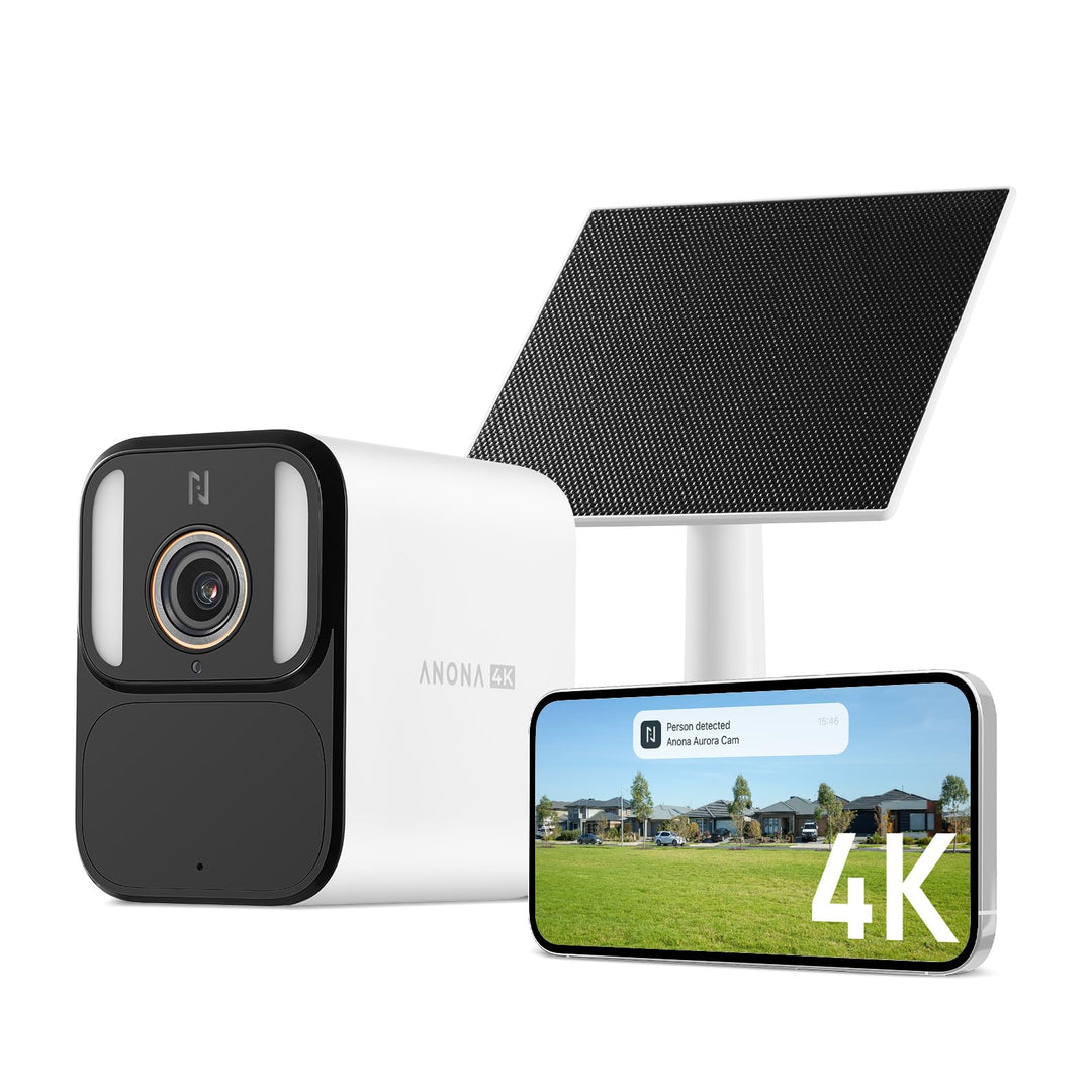 Anona Aurora 4K Solar Akku-Überwachungskamera Aussen, kabellos, 8MP Farb-Nachtsicht, 24/7-AOV-Aufzei
