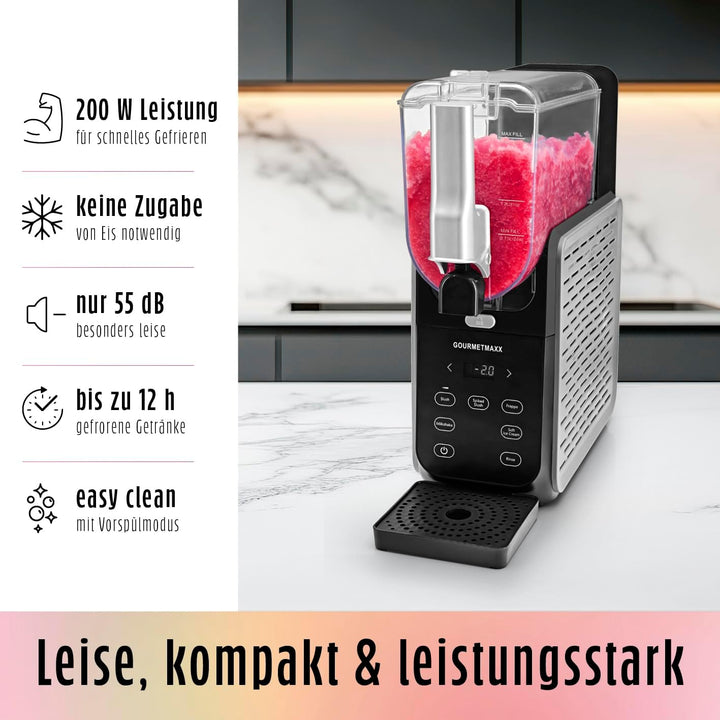 GOURMETmaxx FreezeUp Slush Eis Maschine | Slush Ice Maker mit 5 Modi | Slushmaschine für Slushies, M