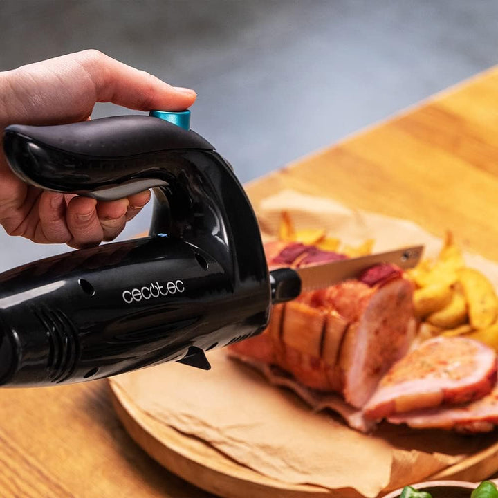 Cecotec 03183 Cut-Eat Elektromesser 1800 Schwarz. 150 W, 3 spülmaschinenfeste Edelstahlklingen, leis