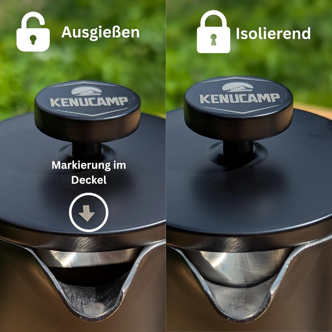 French Press 800ml – Isolierende Edelstahl Kaffeepresse (Schwarz), Doppelwandig & Langlebig, Thermo